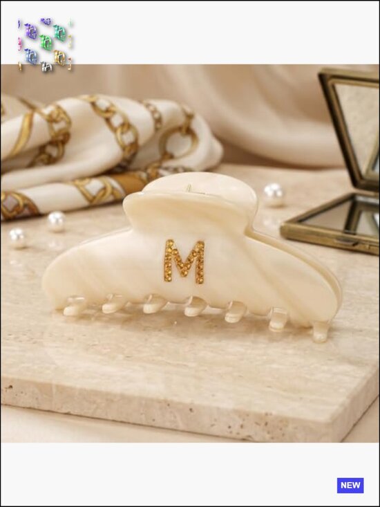 Monogram Hair Claw Clip Acetate Strong Grip Anti Static Rhinestone Initial Gift main image 6